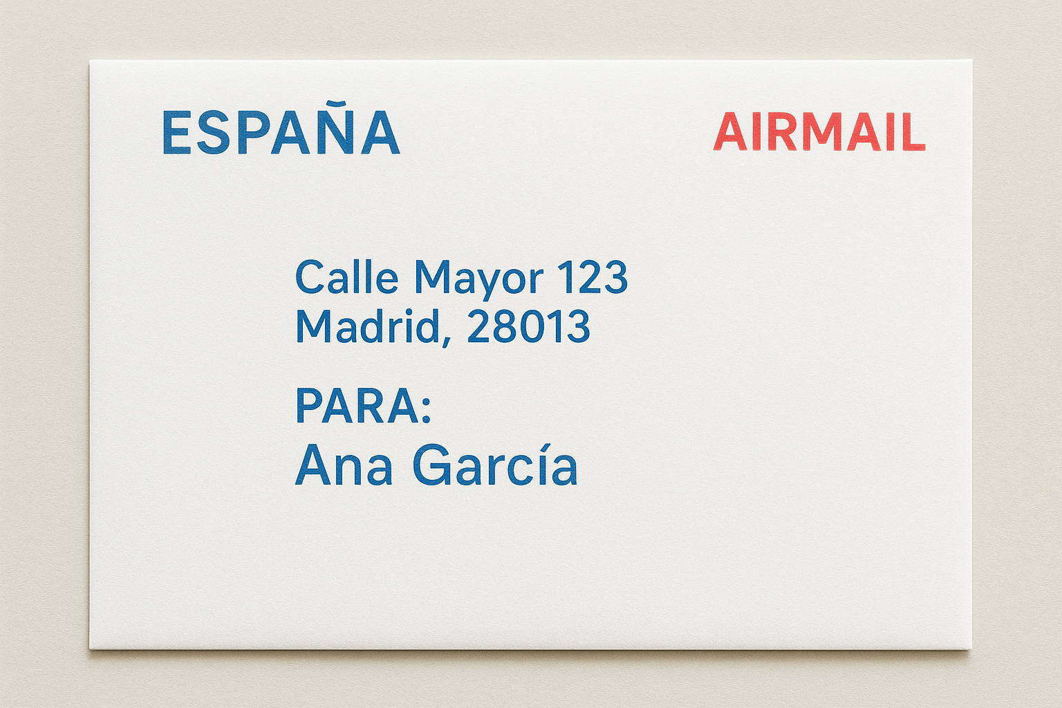 ejemplo carta airmail